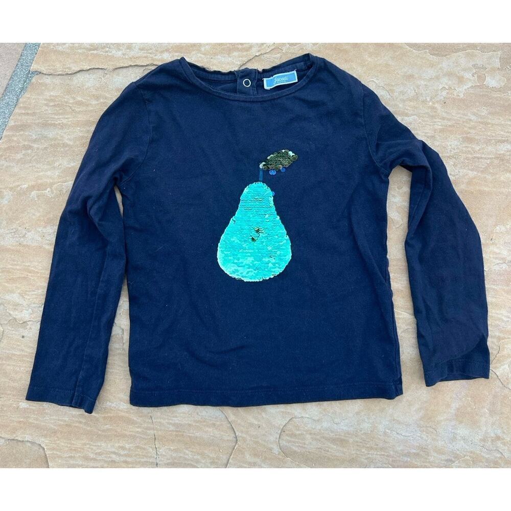 Jacadi Blue Sequin Pear Cotton Tee size 4 ? Girls